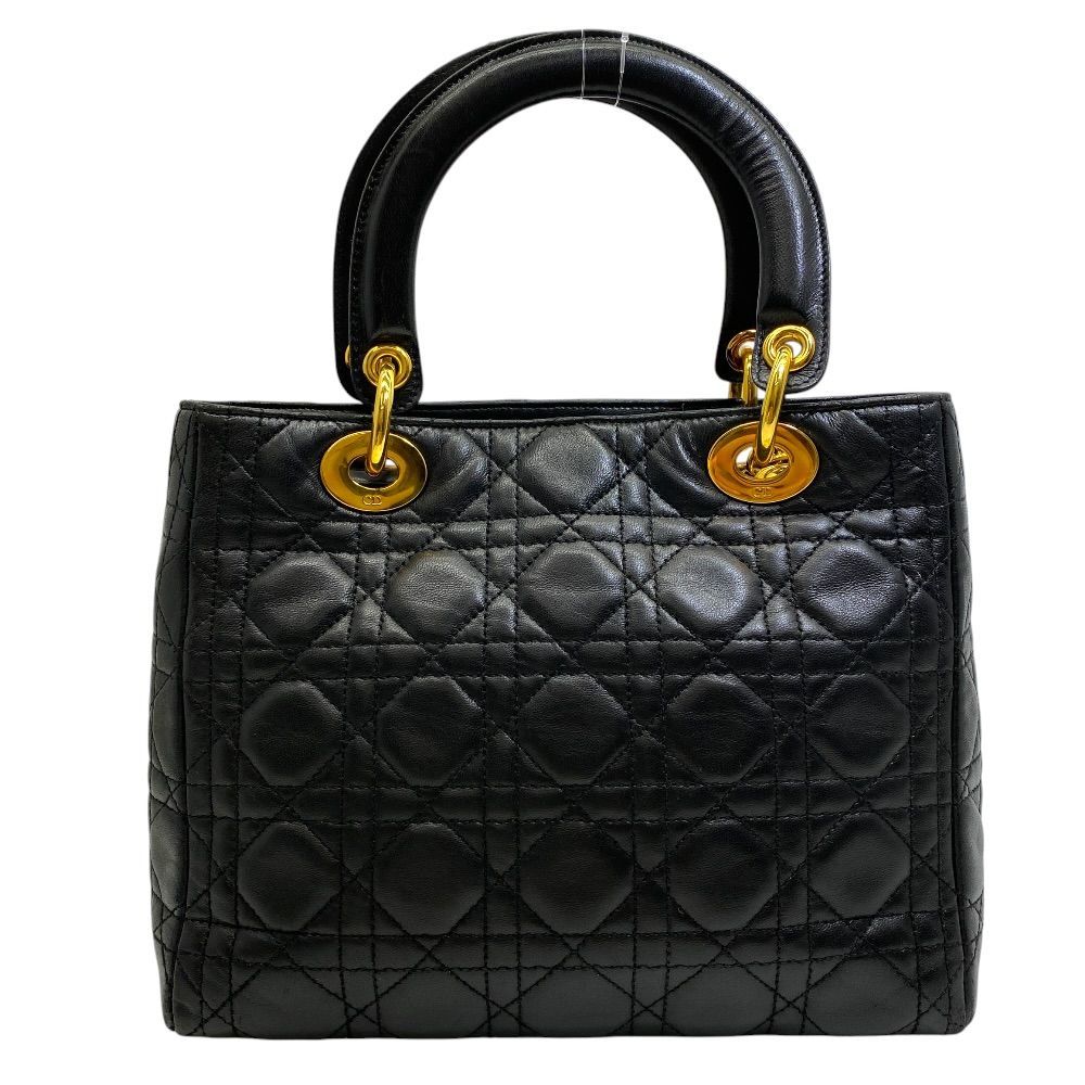 Dior Lady Cannage Handbag Gold Lambskin Leather Black Feminine — view 2
