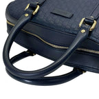 Gucci Micro Guccissima Mini Boston Bag GG Embossed Leather Navy Silver Going — view 9