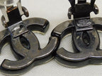 Chanel Earrings CC Logo Black Blue Stone One Year Plate Removed — view 3