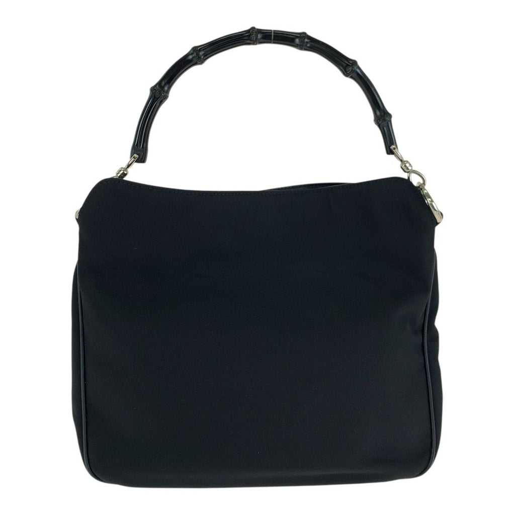 Gucci Bamboo Black Silver Nylon Leather 001 Shoulder — view 2