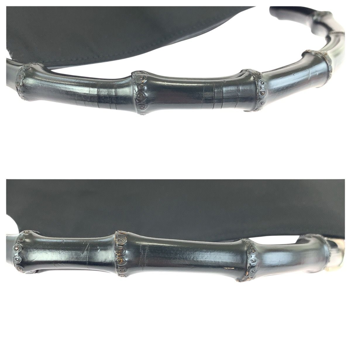 Gucci Bamboo Black Silver Nylon Leather 001 Shoulder — view 6
