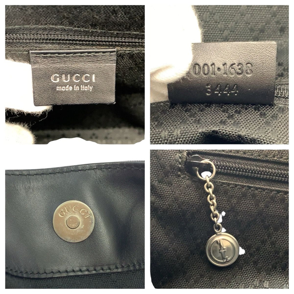Gucci Bamboo Black Silver Nylon Leather 001 Shoulder — view 4