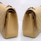 Chanel Deca Quilted 30 Shoulder Bag Caviar Leather Beige Silver Double Flap — view 3
