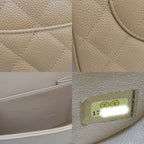 Chanel Deca Quilted 30 Shoulder Bag Caviar Leather Beige Silver Double Flap — view 7