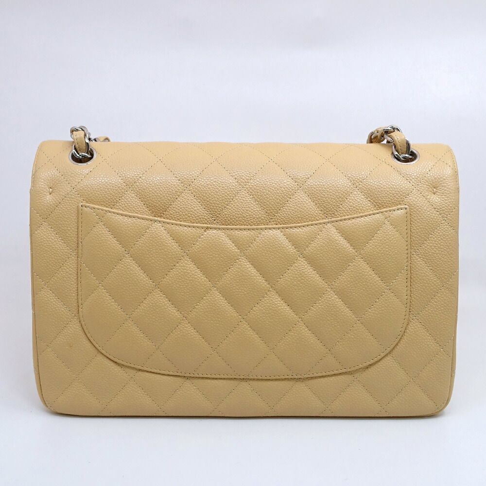 Chanel Deca Quilted 30 Shoulder Bag Caviar Leather Beige Silver Double Flap — view 2