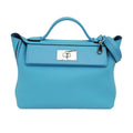 Hermes Van Quatre 29 Blue Nole Togo Swift Silver Tote Hand