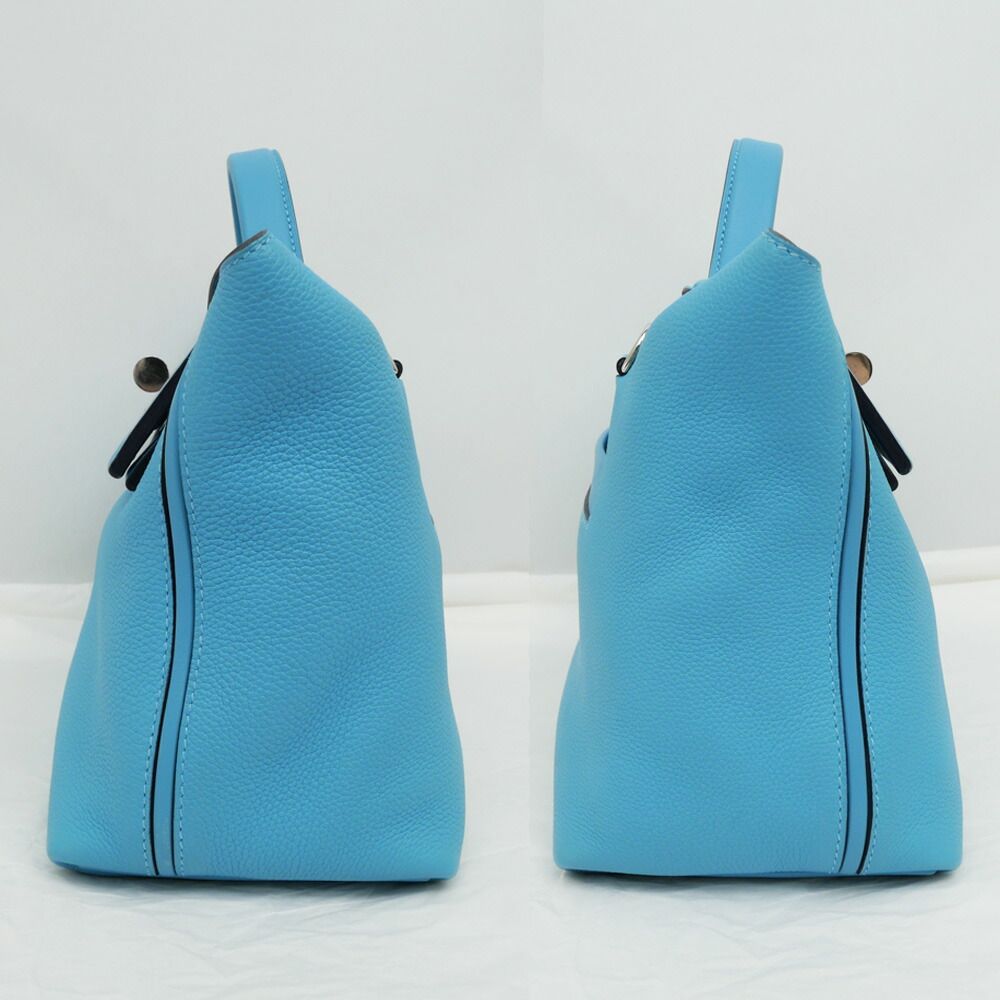 Hermes Van Quatre 29 Blue Nole Togo Swift Silver Tote Hand — view 3