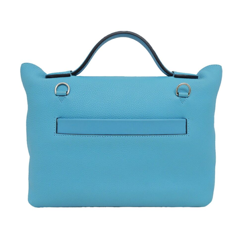 Hermes Van Quatre 29 Blue Nole Togo Swift Silver Tote Hand — view 2