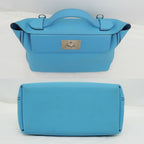 Hermes Van Quatre 29 Blue Nole Togo Swift Silver Tote Hand — view 4