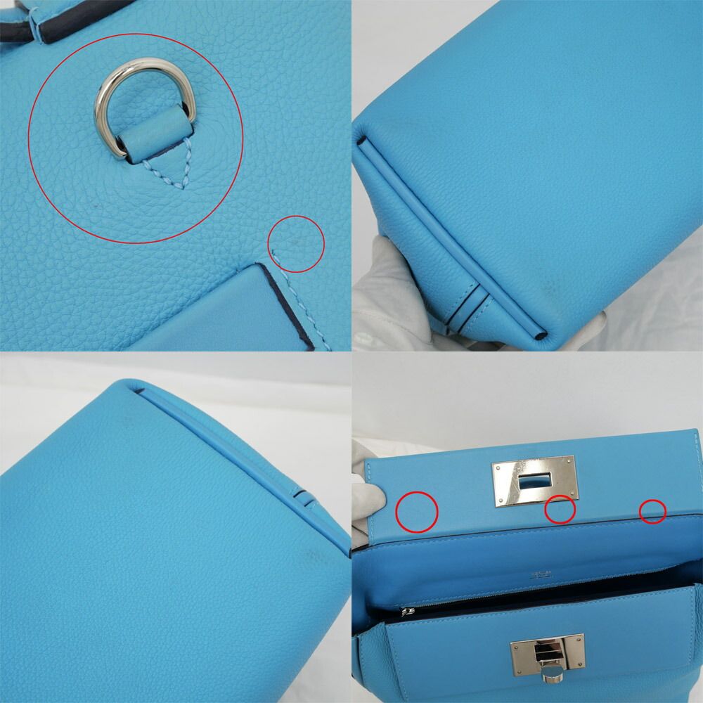 Hermes Van Quatre 29 Blue Nole Togo Swift Silver Tote Hand — view 7