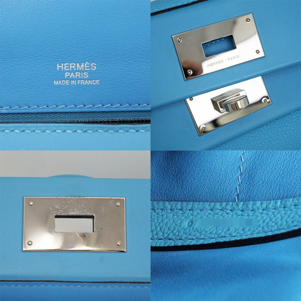 Hermes Van Quatre 29 Blue Nole Togo Swift Silver Tote Hand — view 6
