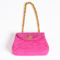 Chanel Mini Bag CC Logo Stitch Suede Pink Turnlock Gold