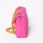Chanel Mini Bag CC Logo Stitch Suede Pink Turnlock Gold — view 4