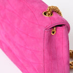 Chanel Mini Bag CC Logo Stitch Suede Pink Turnlock Gold — view 6