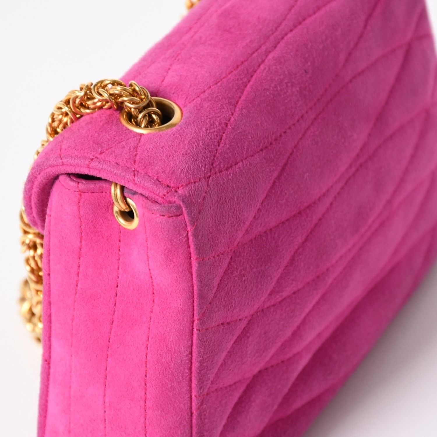 Chanel Mini Bag CC Logo Stitch Suede Pink Turnlock Gold — view 5