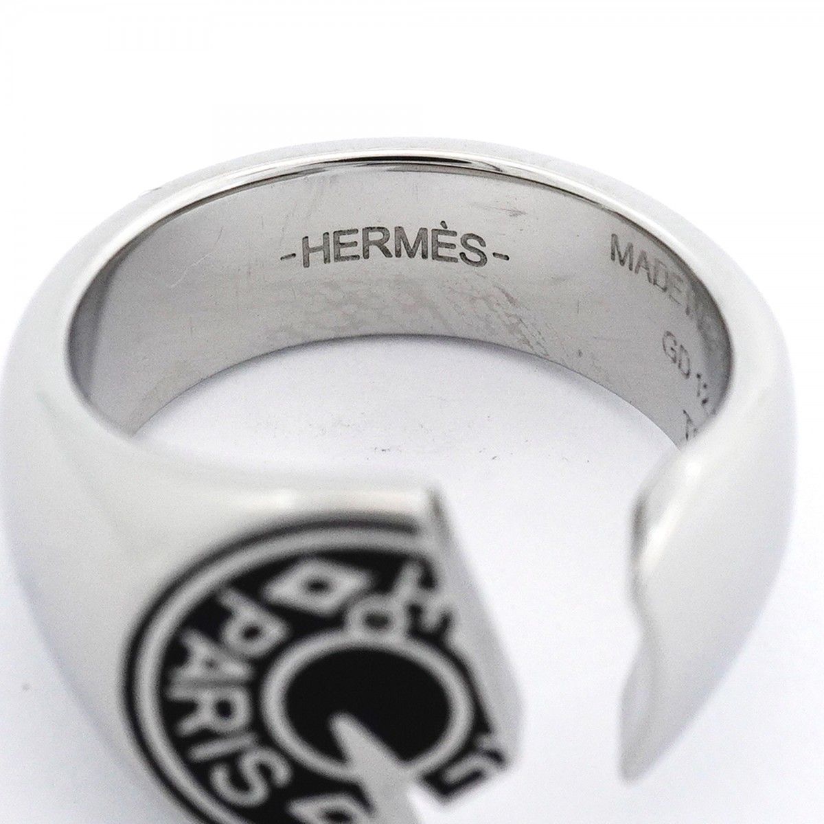 Hermes Ring Cal Zel Metal Silver Black — view 4