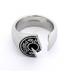 Hermes Ring Cal Zel Metal Silver Black — view 3