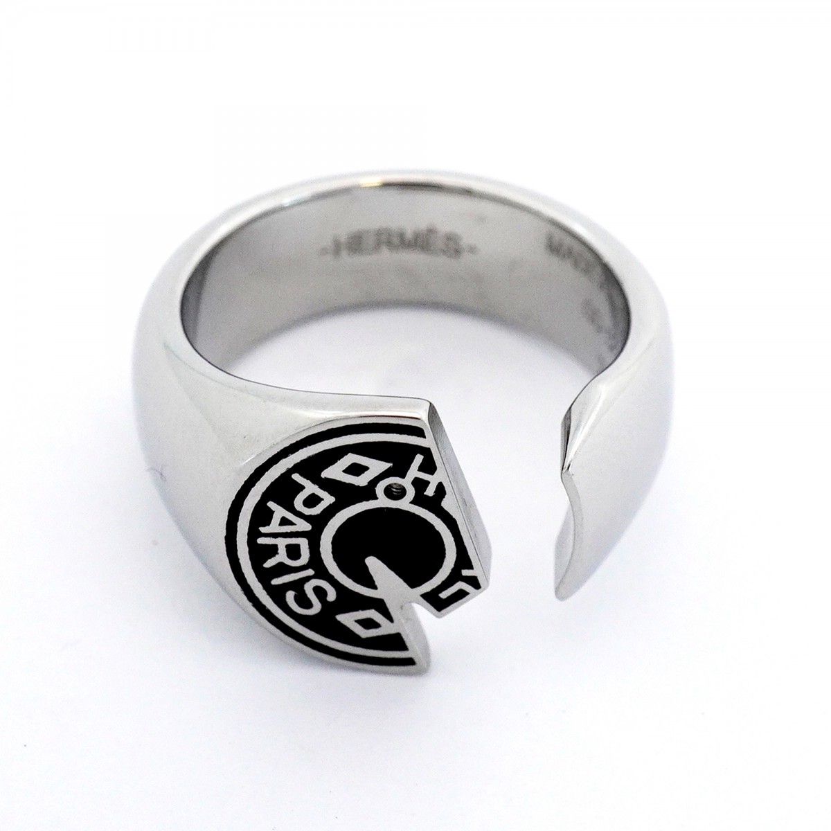Hermes Ring Cal Zel Metal Silver Black — view 3