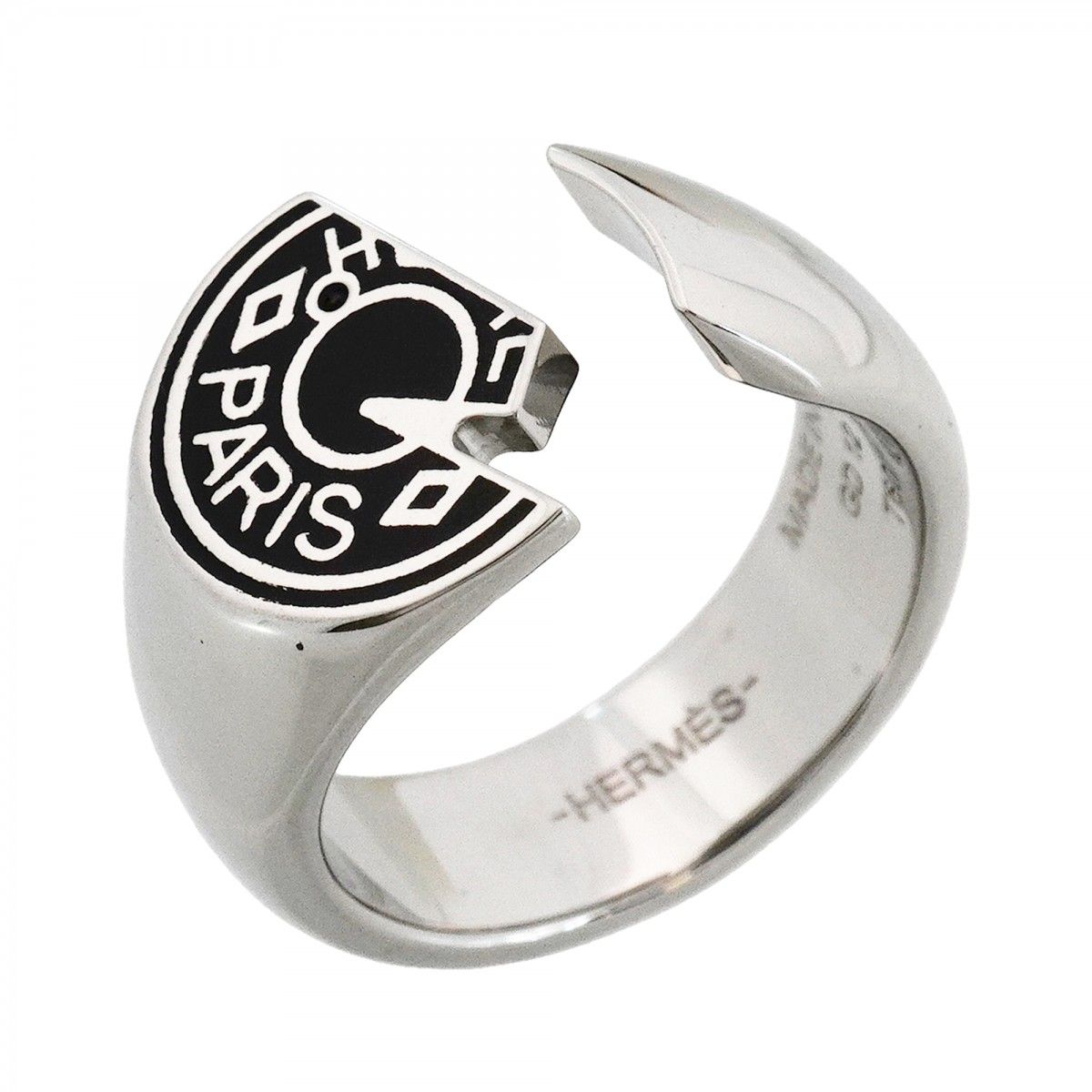 Hermes Ring Cal Zel Metal Silver Black