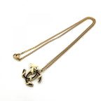 Chanel Necklace CC Logo Ribbon Motif Gold Plated Champagne White Black Cles — view 3