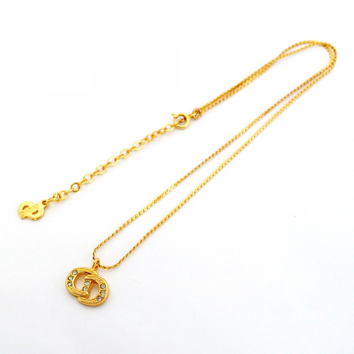 Dior Necklace CD Logo Gold Plated Rhinestone — view 3