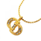 Dior Necklace CD Logo Gold Plated Rhinestone