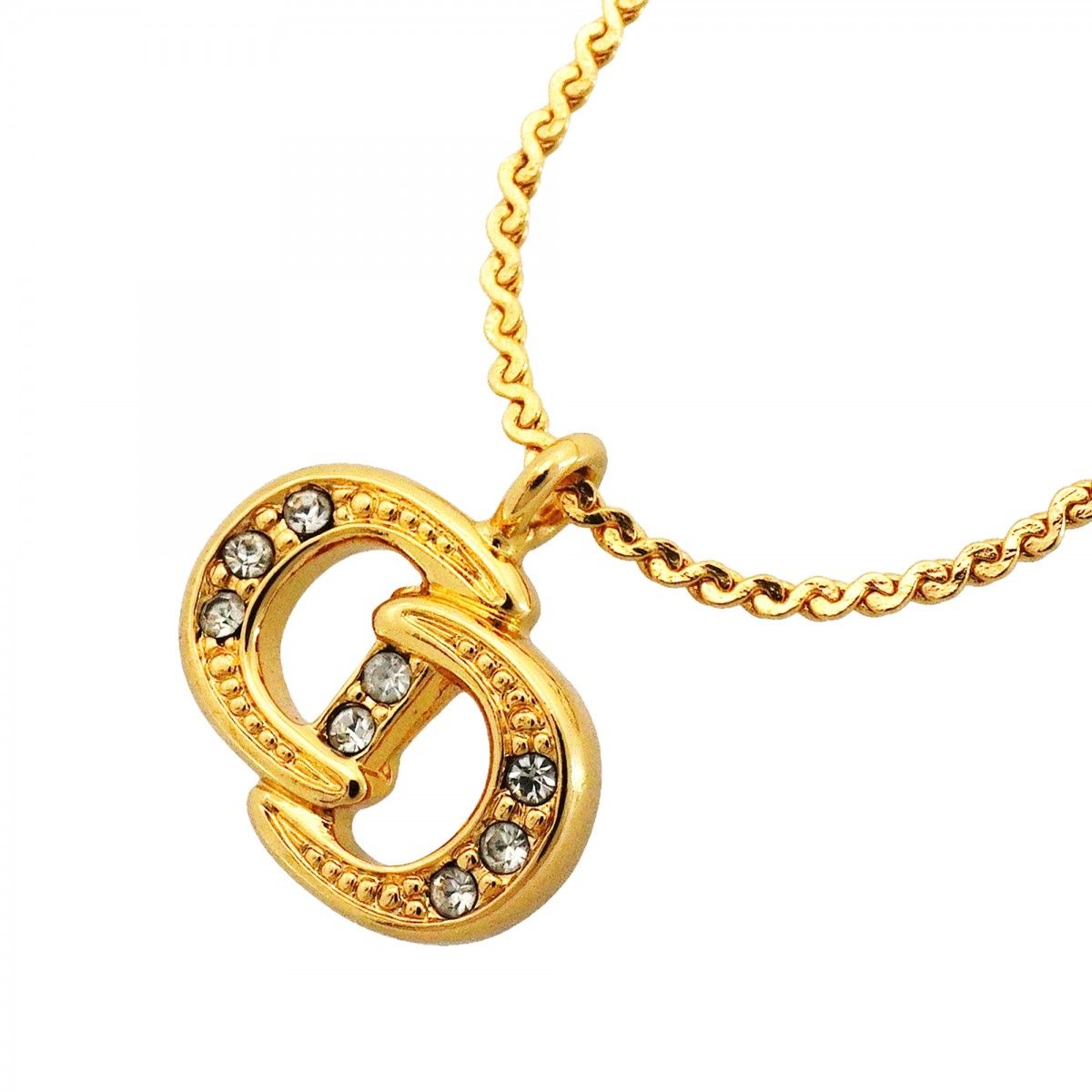 Dior Necklace CD Logo Gold Plated Rhinestone