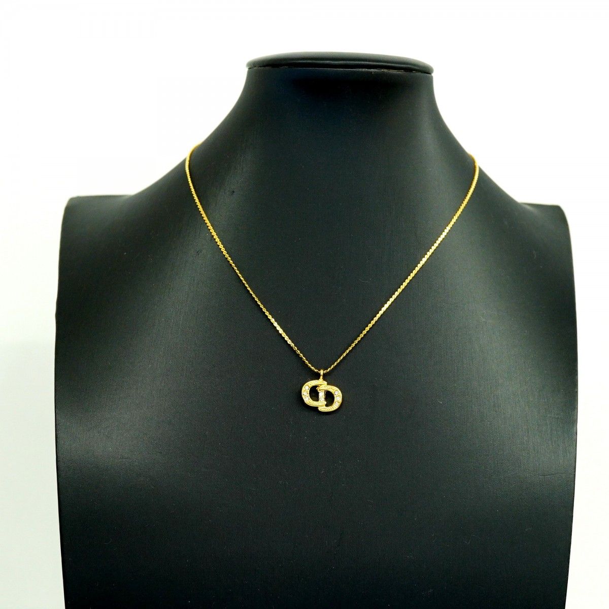 Dior Necklace CD Logo Gold Plated Rhinestone — view 5