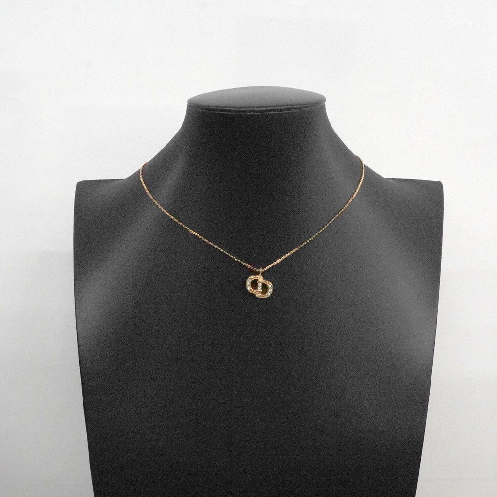 Dior Necklace CD Logo Gold Plated Rhinestone — view 6