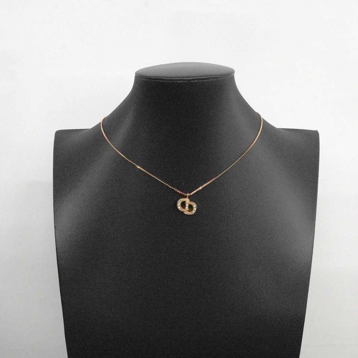 Dior Necklace CD Logo Gold Plated Rhinestone — view 6