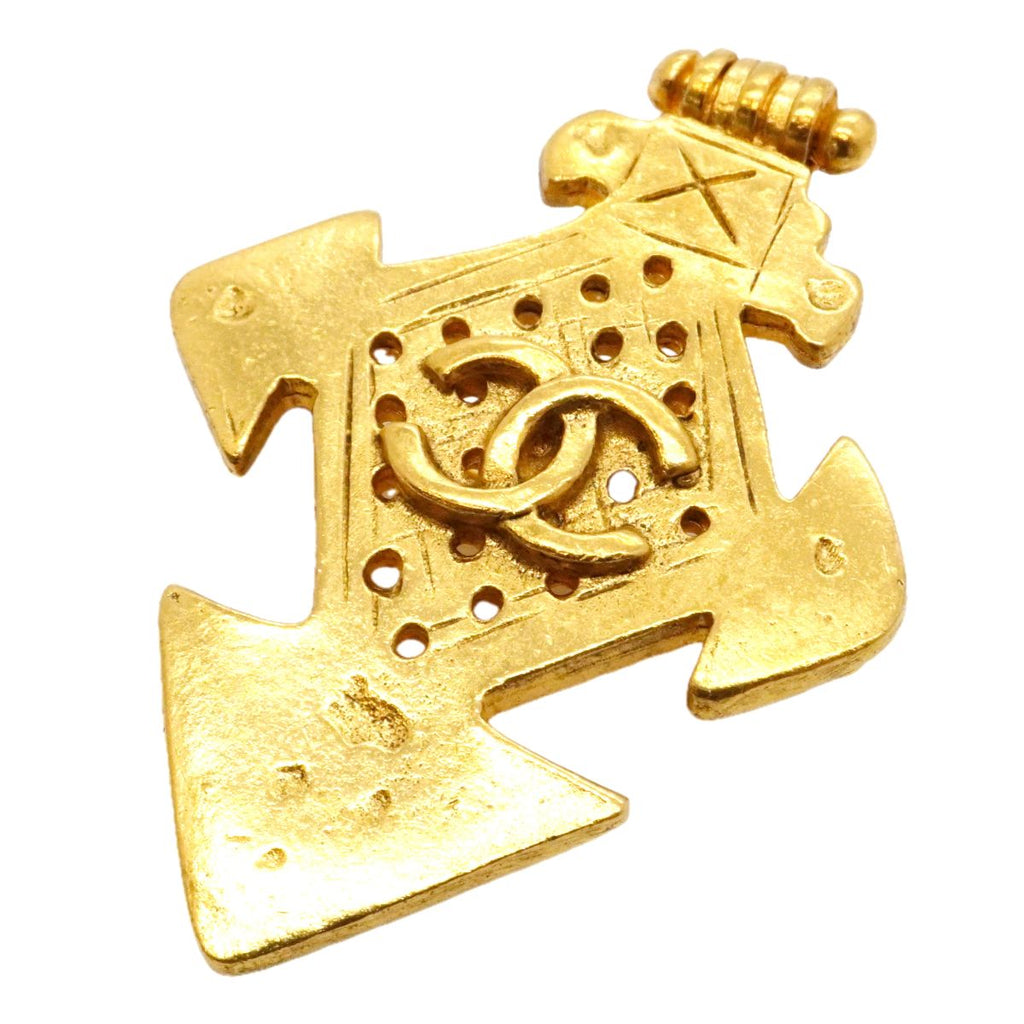 Chanel Brooch Vintage CC Logo Gold Plated