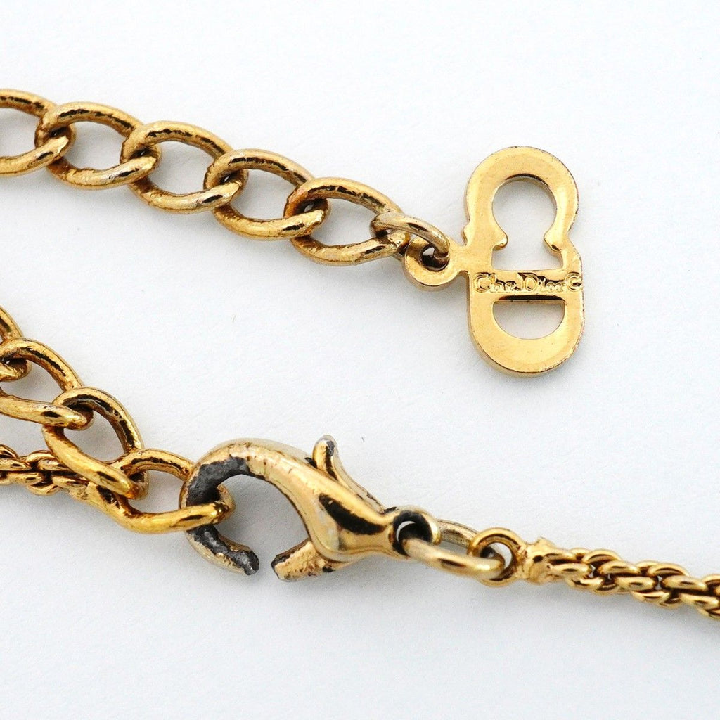 Dior Necklace CD Logo Heart Motif Gold Plated Rhinestone — view 4