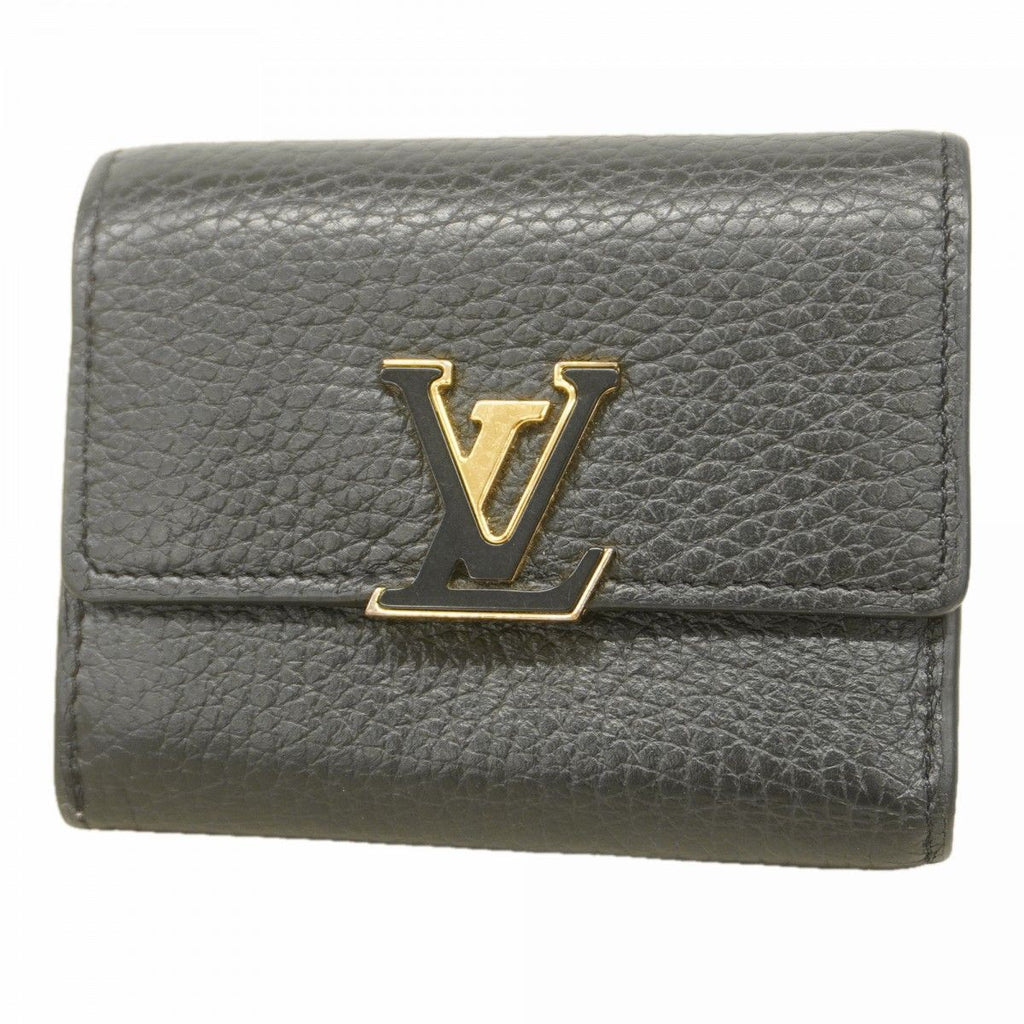 Louis Vuitton Trifold Wallet Taurillon Portefeuille Capucines XS Noir