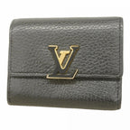 Louis Vuitton Trifold Wallet Taurillon Portefeuille Capucines XS Noir