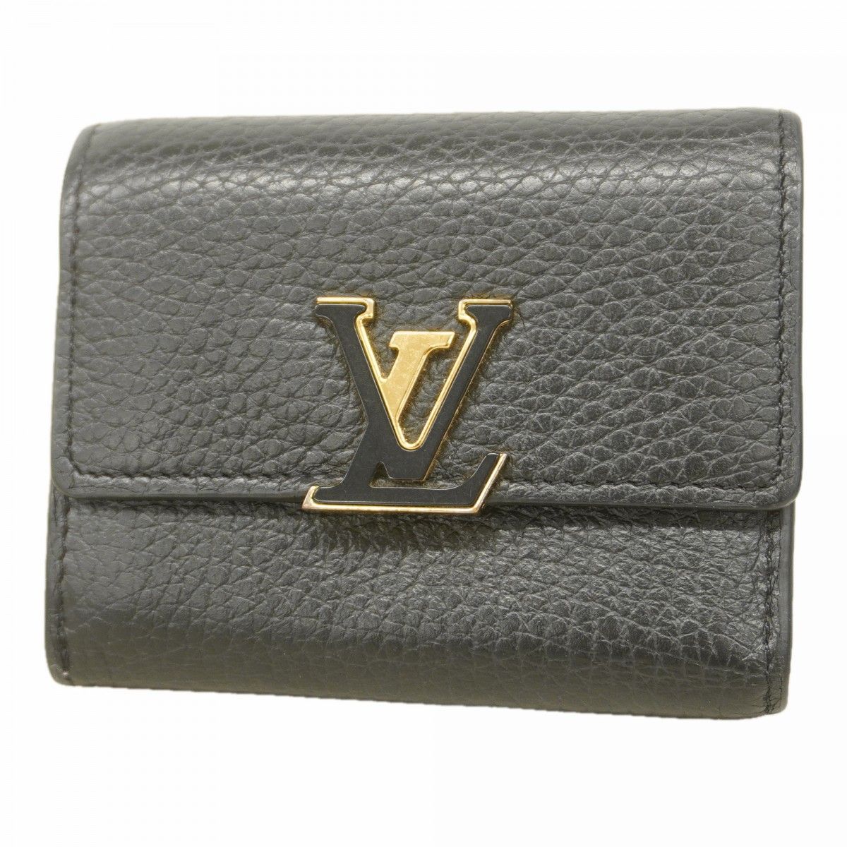 Louis Vuitton Trifold Wallet Taurillon Portefeuille Capucines XS Noir