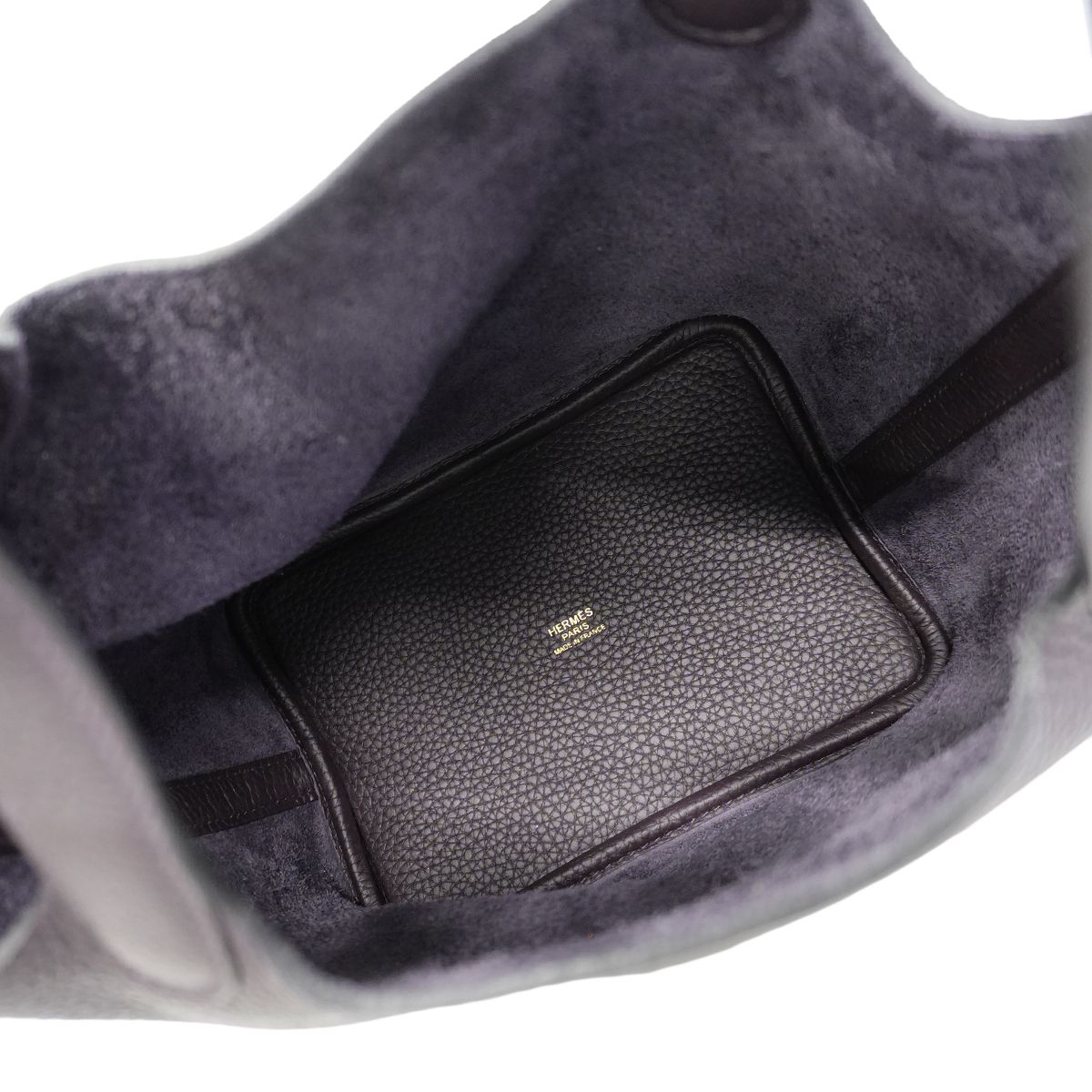 Hermes Handbag Picotin Lock PM Taurillon Clemence Pull Noir Gold — view 4