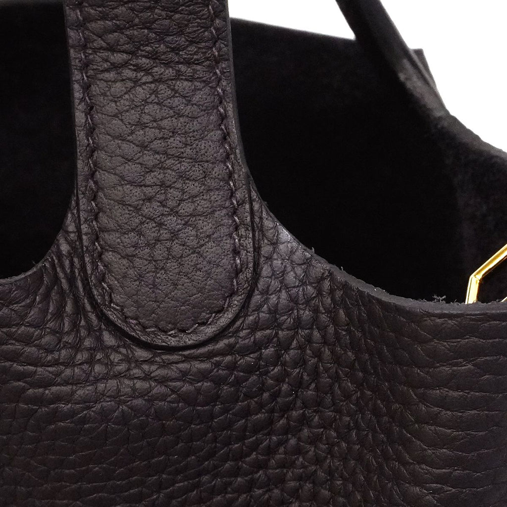 Hermes Handbag Picotin Lock PM Taurillon Clemence Pull Noir Gold — view 6