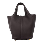 Hermes Handbag Picotin Lock PM Taurillon Clemence Pull Noir Gold — view 8