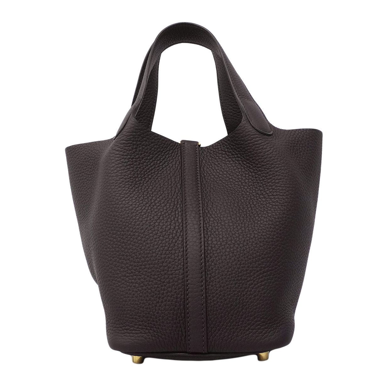 Hermes Handbag Picotin Lock PM Taurillon Clemence Pull Noir Gold — view 8
