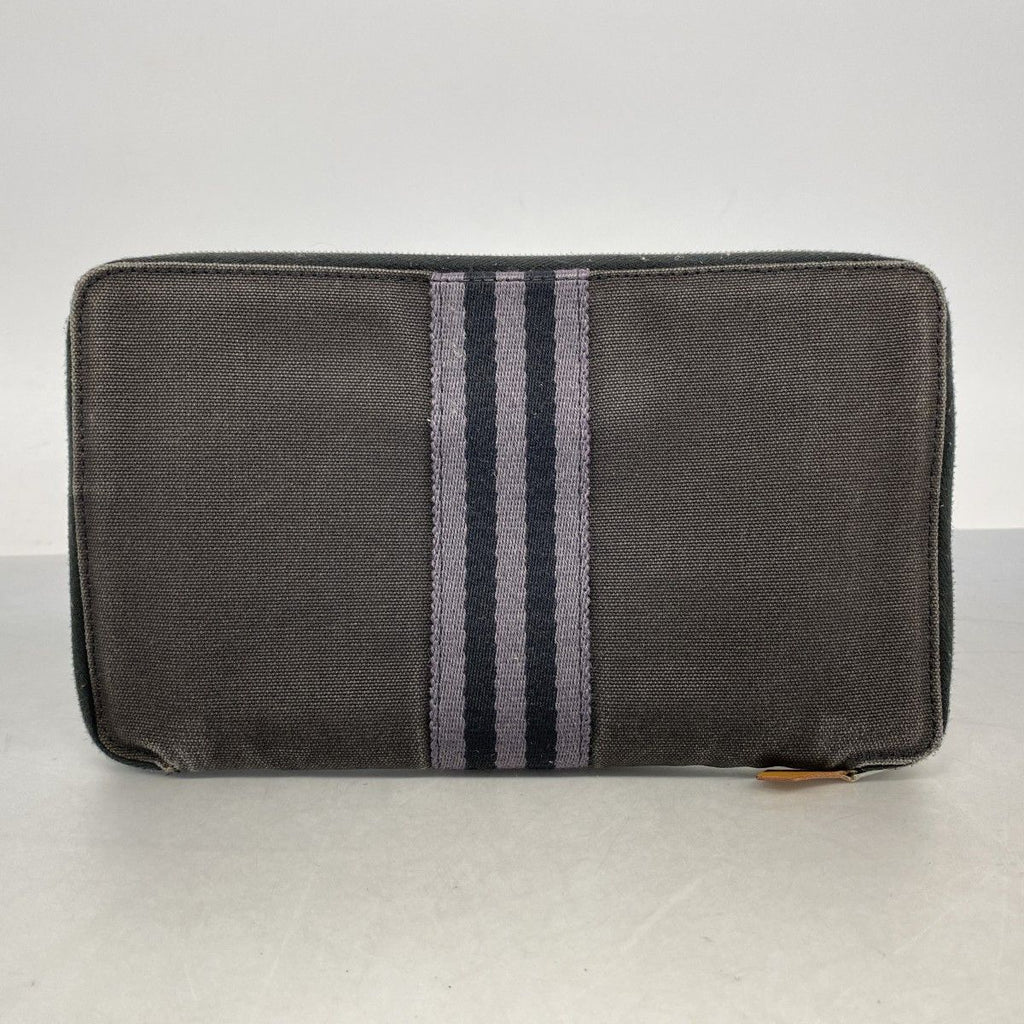 Hermes Wallet Fourre Tout Purse GM Canvas Black Gray Silver — view 9