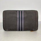 Hermes Wallet Fourre Tout Purse GM Canvas Black Gray Silver — view 9
