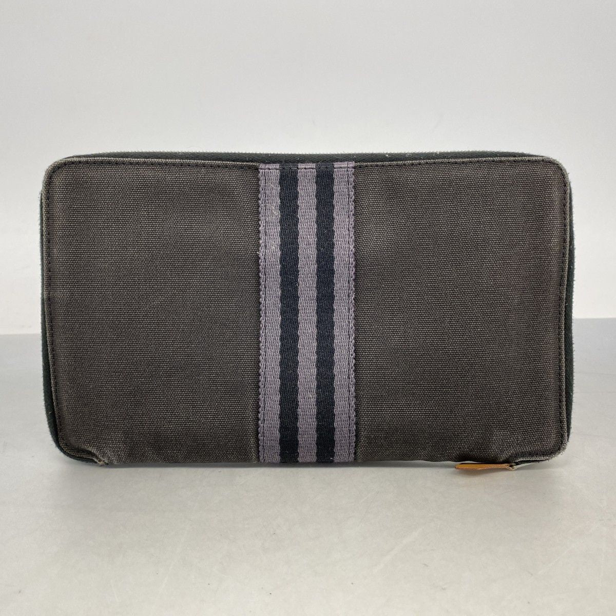 Hermes Wallet Fourre Tout Purse GM Canvas Black Gray Silver — view 9