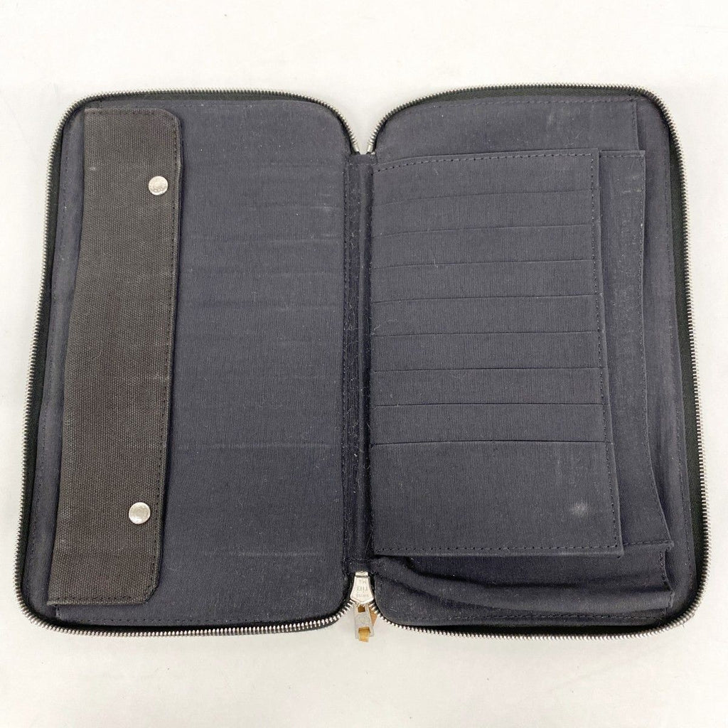 Hermes Wallet Fourre Tout Purse GM Canvas Black Gray Silver — view 3