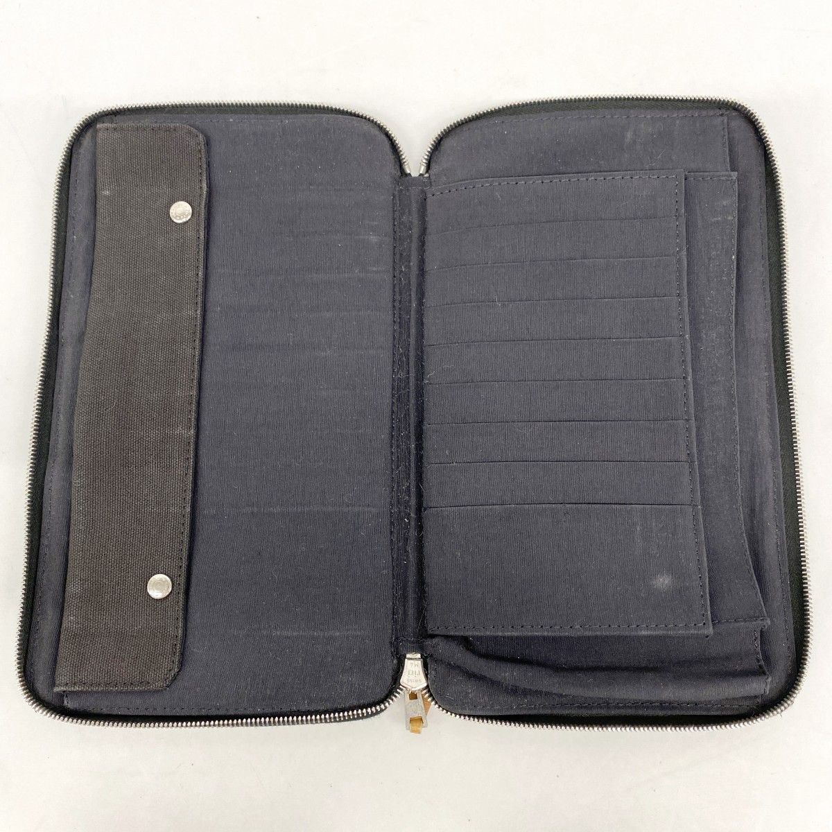 Hermes Wallet Fourre Tout Purse GM Canvas Black Gray Silver — view 3
