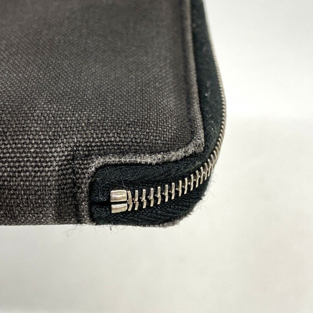 Hermes Wallet Fourre Tout Purse GM Canvas Black Gray Silver — view 5
