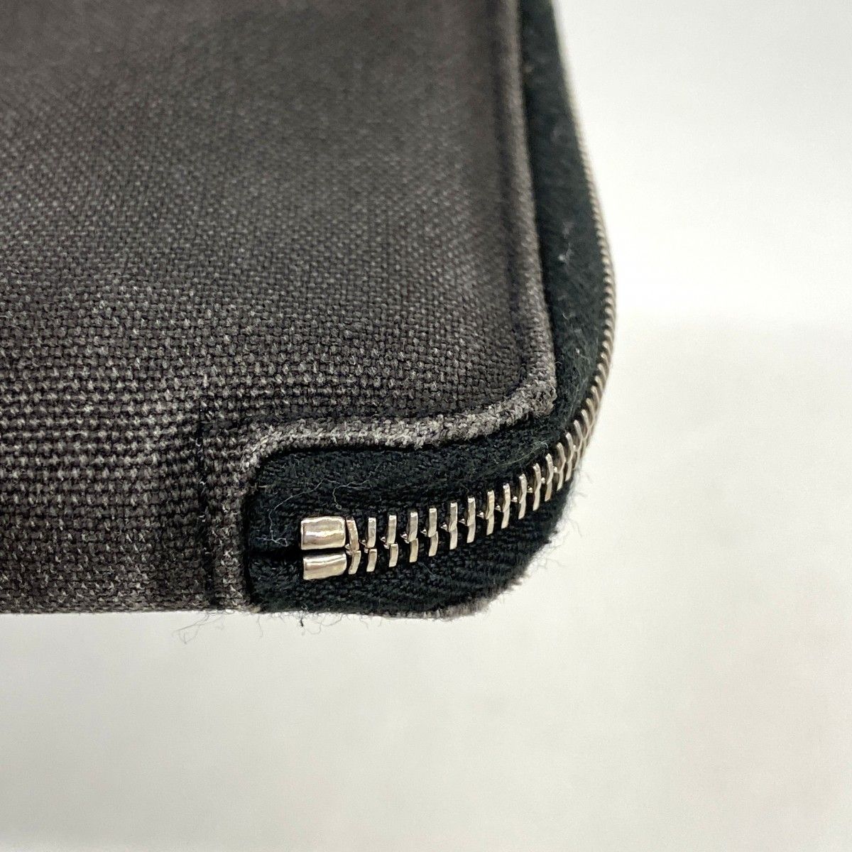 Hermes Wallet Fourre Tout Purse GM Canvas Black Gray Silver — view 5