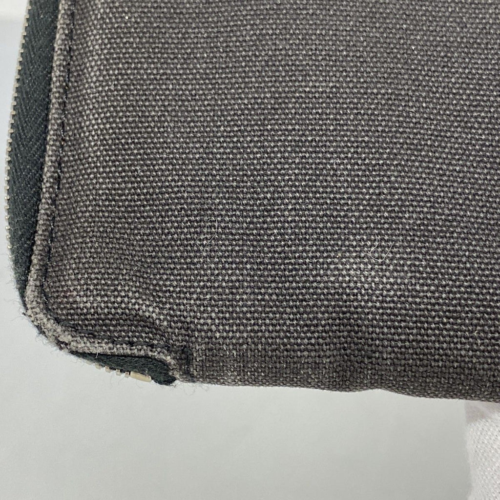 Hermes Wallet Fourre Tout Purse GM Canvas Black Gray Silver — view 8