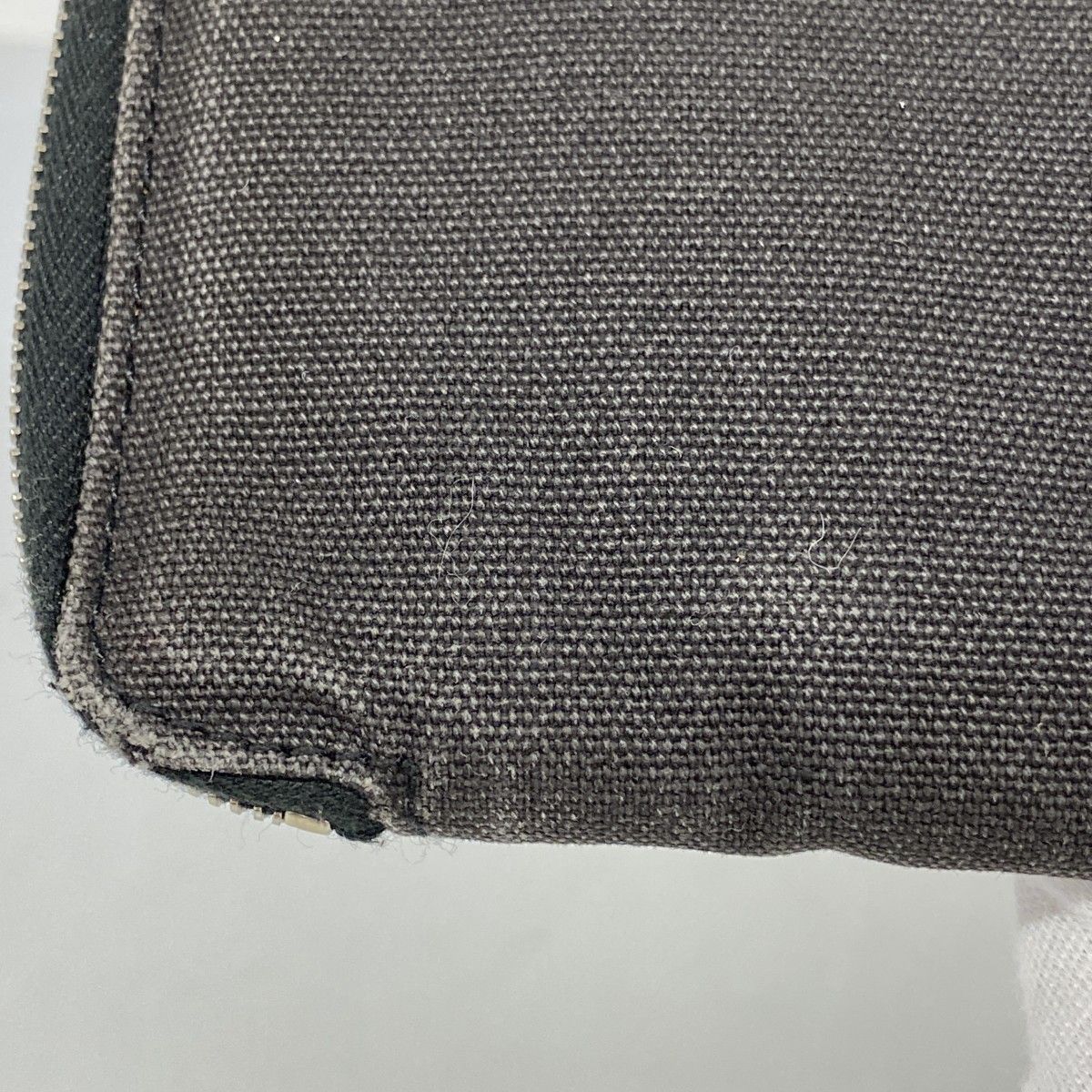Hermes Wallet Fourre Tout Purse GM Canvas Black Gray Silver — view 8