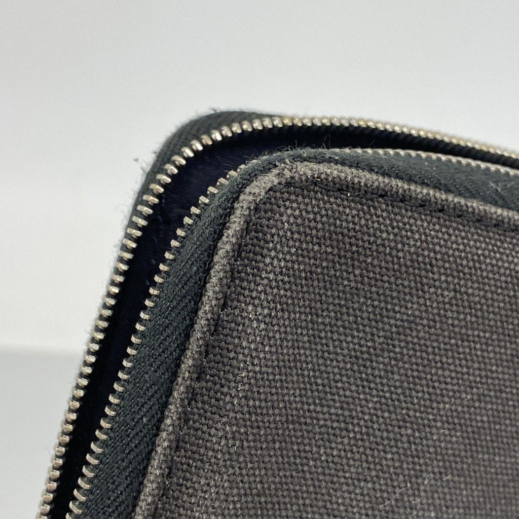 Hermes Wallet Fourre Tout Purse GM Canvas Black Gray Silver — view 6