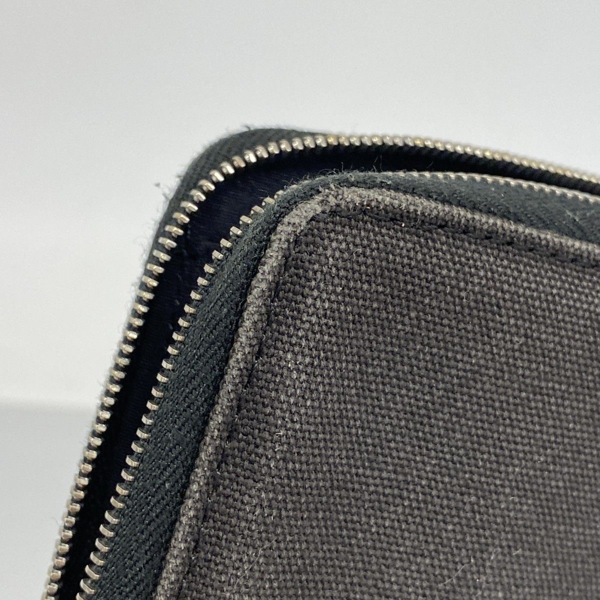 Hermes Wallet Fourre Tout Purse GM Canvas Black Gray Silver — view 6